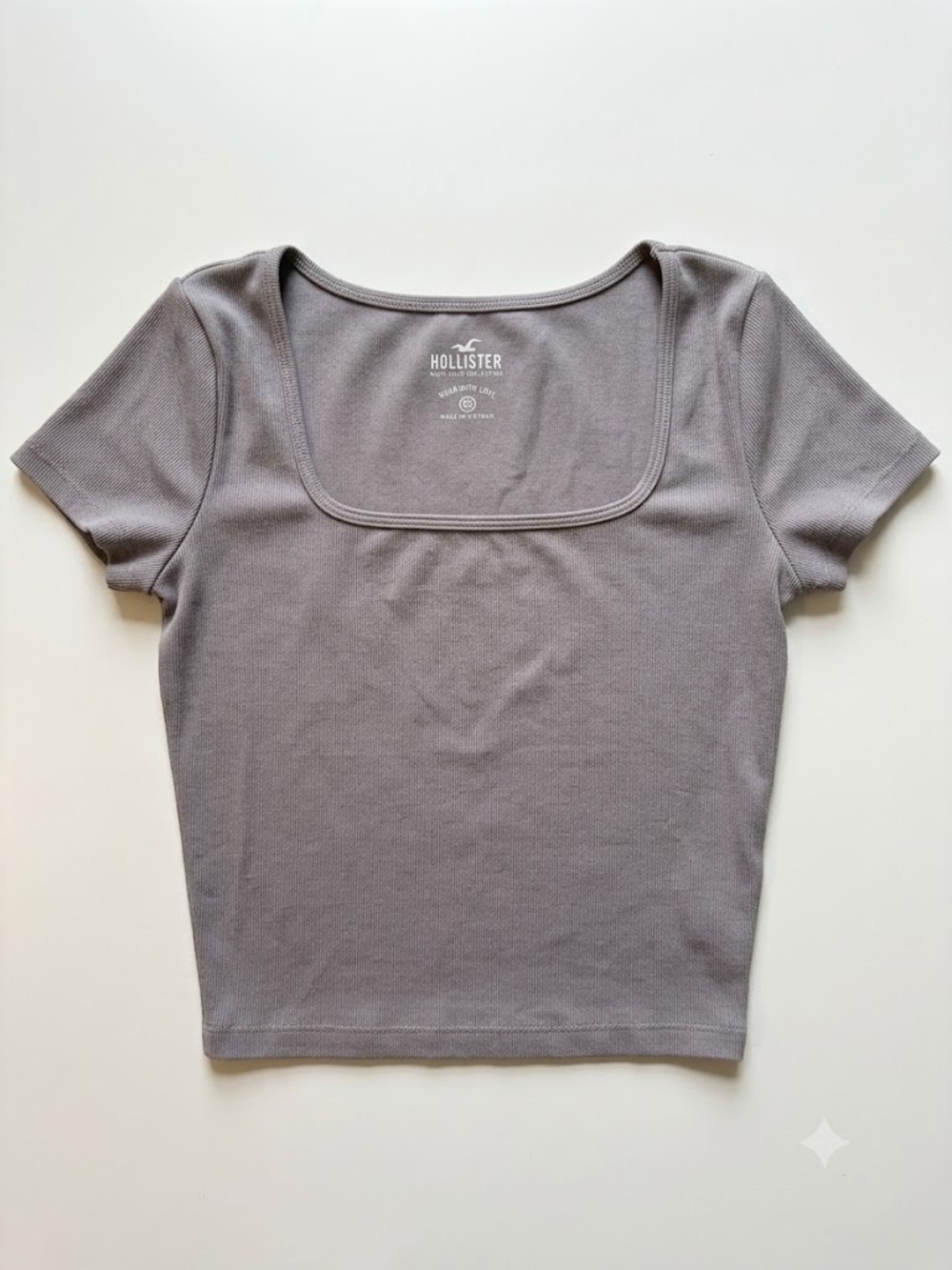 Hollister Women's Square Neck Short Sleeve Top - Light Gray